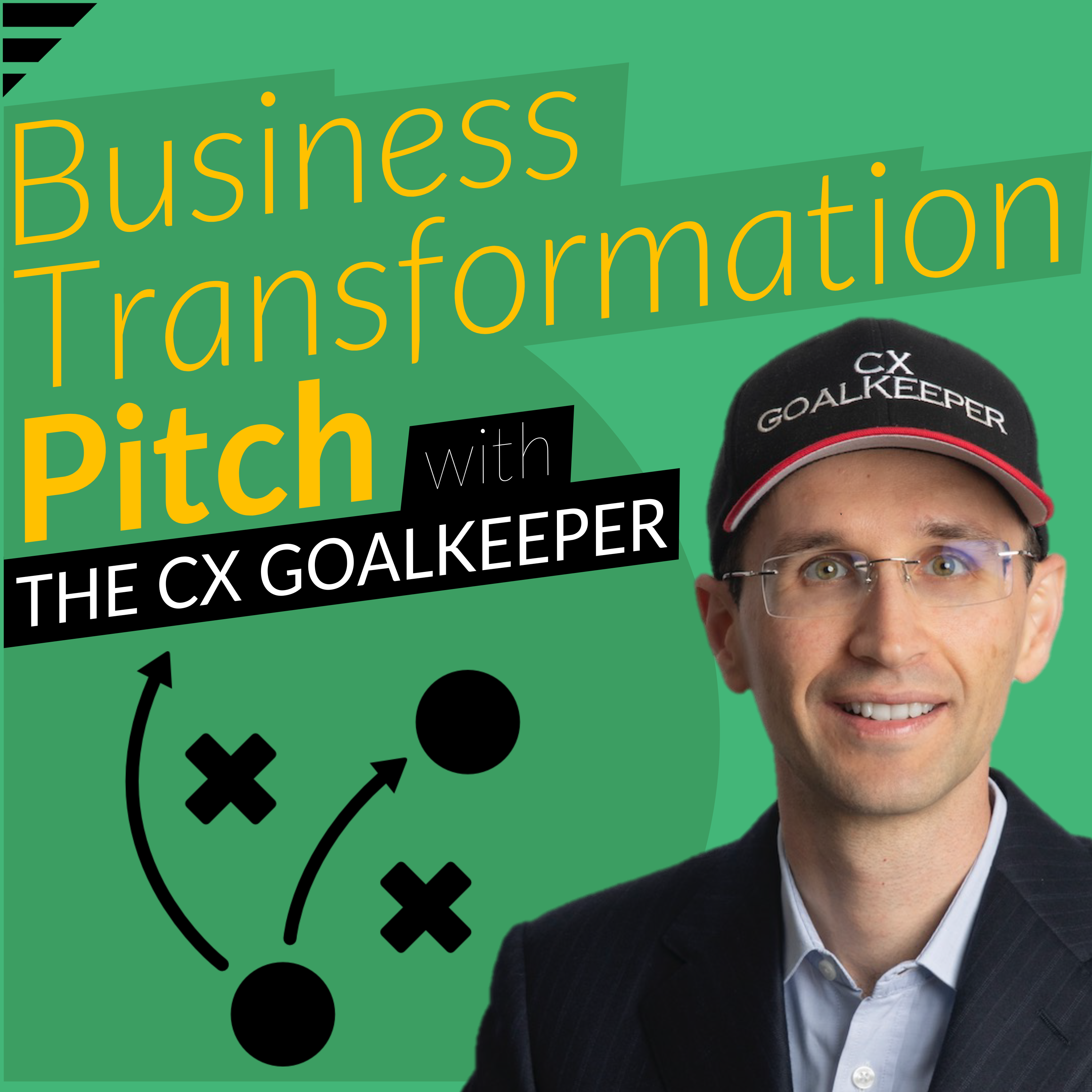 The Business Transformation Pitch with the CX Goalkeeper logo
